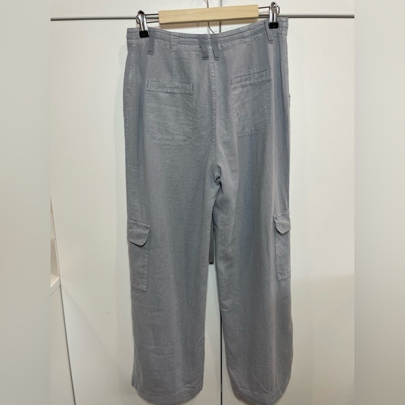 Sincerely Jules Gray Linen Blend Cargo Pants Size Large - Picture 4 of 9